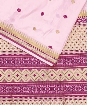 Pink red silk handloom assam saree