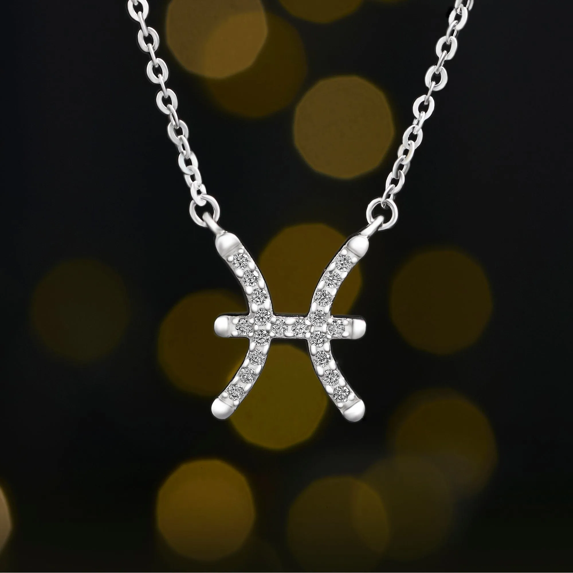 Pisces Zodiac Necklace Silver Constellation Horoscope