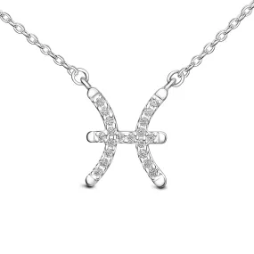 Pisces Zodiac Necklace Silver Constellation Horoscope