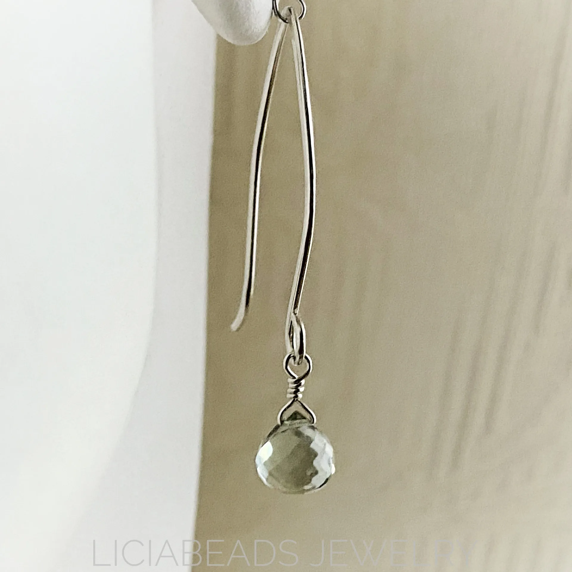 Prasiolite (Green Amethyst) and sterling silver earrings