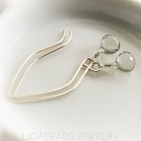 Prasiolite (Green Amethyst) and sterling silver earrings