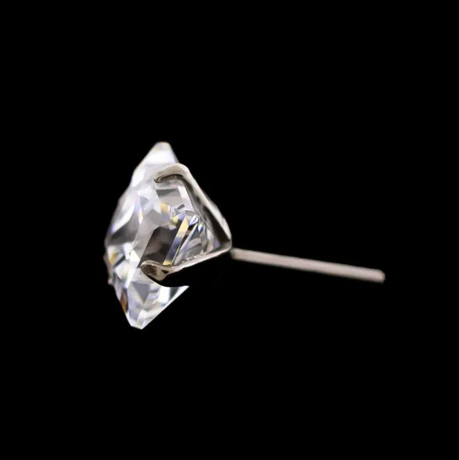 Prong Set Square Cut Premium Zirconia Threadless End