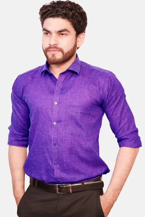 Punekar Cotton Men's Formal Handmade Purple Color Shirt for Men's.