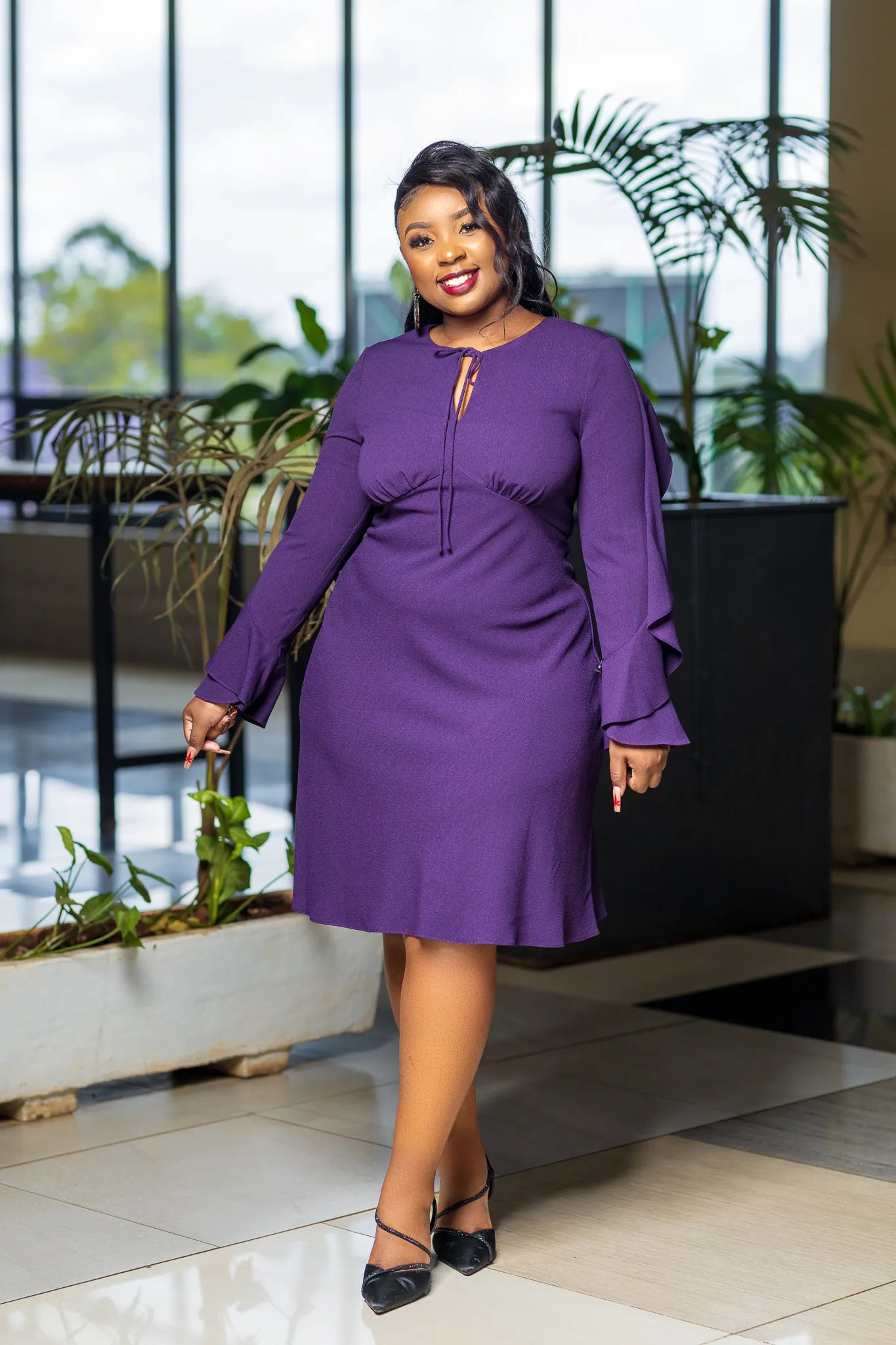 Purple Handsleeve Circular Dress