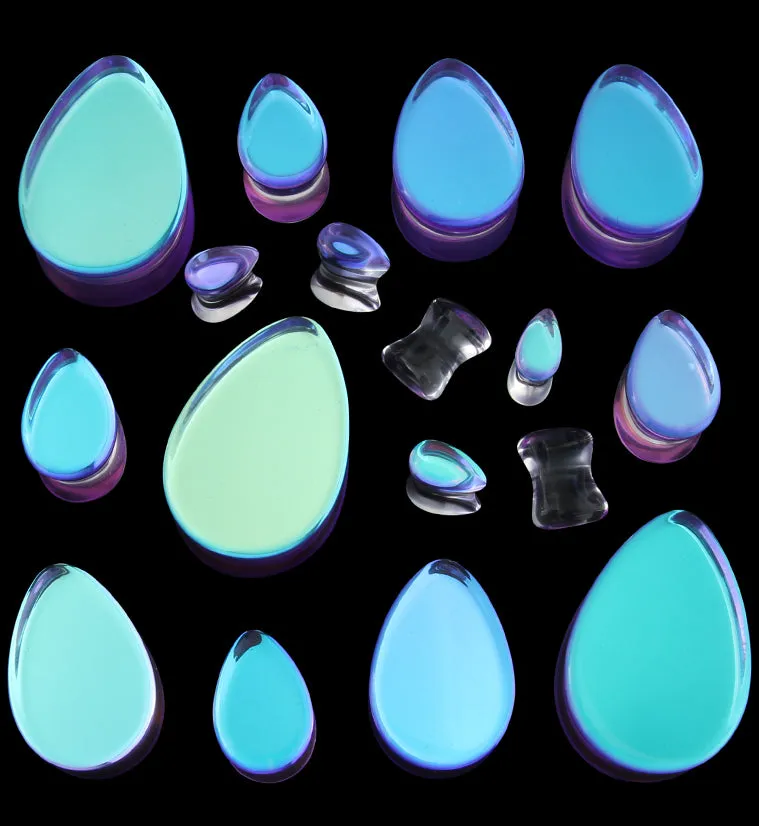 Purple Iridescent Glass Teardrop Plugs