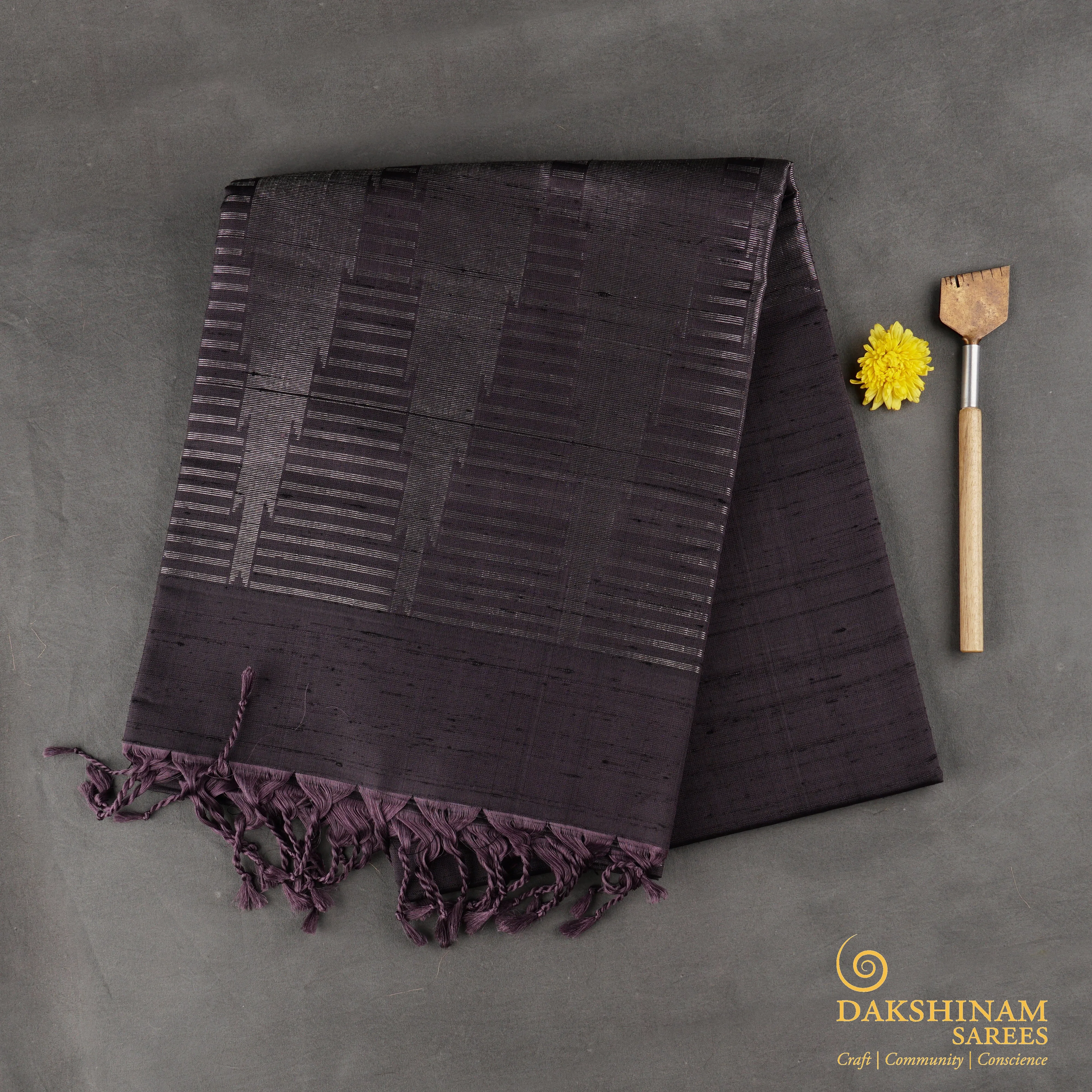 "Handwoven Mauve Soft Silk Saree - 1838T007946DSC"