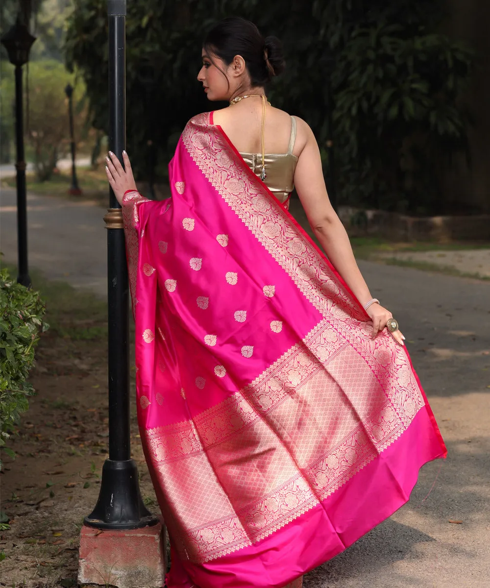 Rani pink handwoven silk banarasi saree