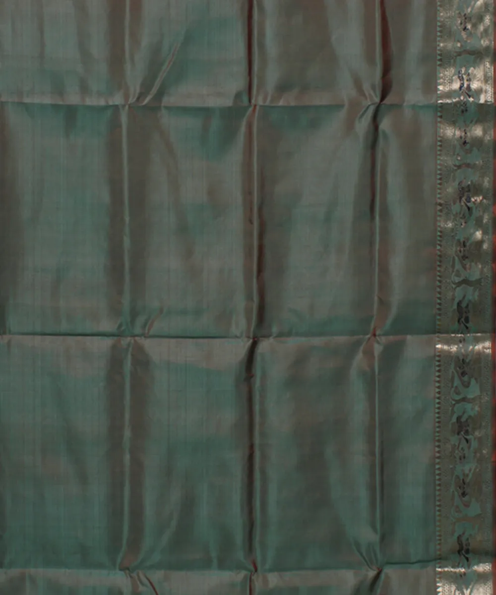 Rani pista dual shaded handwoven swarnachari baluchari silk saree