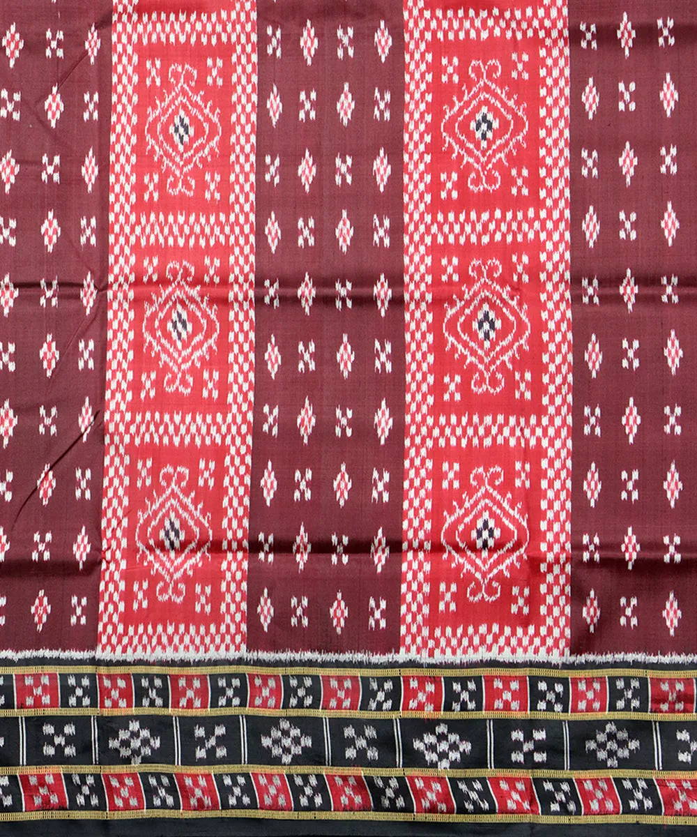 Red black silk handloom khandua saree