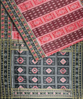 Red black silk handloom khandua saree