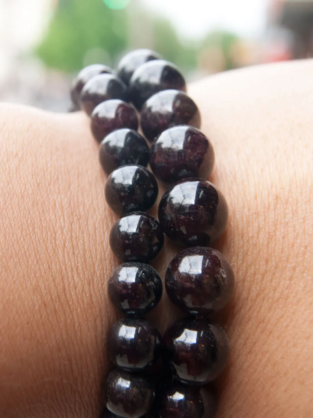 Red Garnet Bead Bracelet