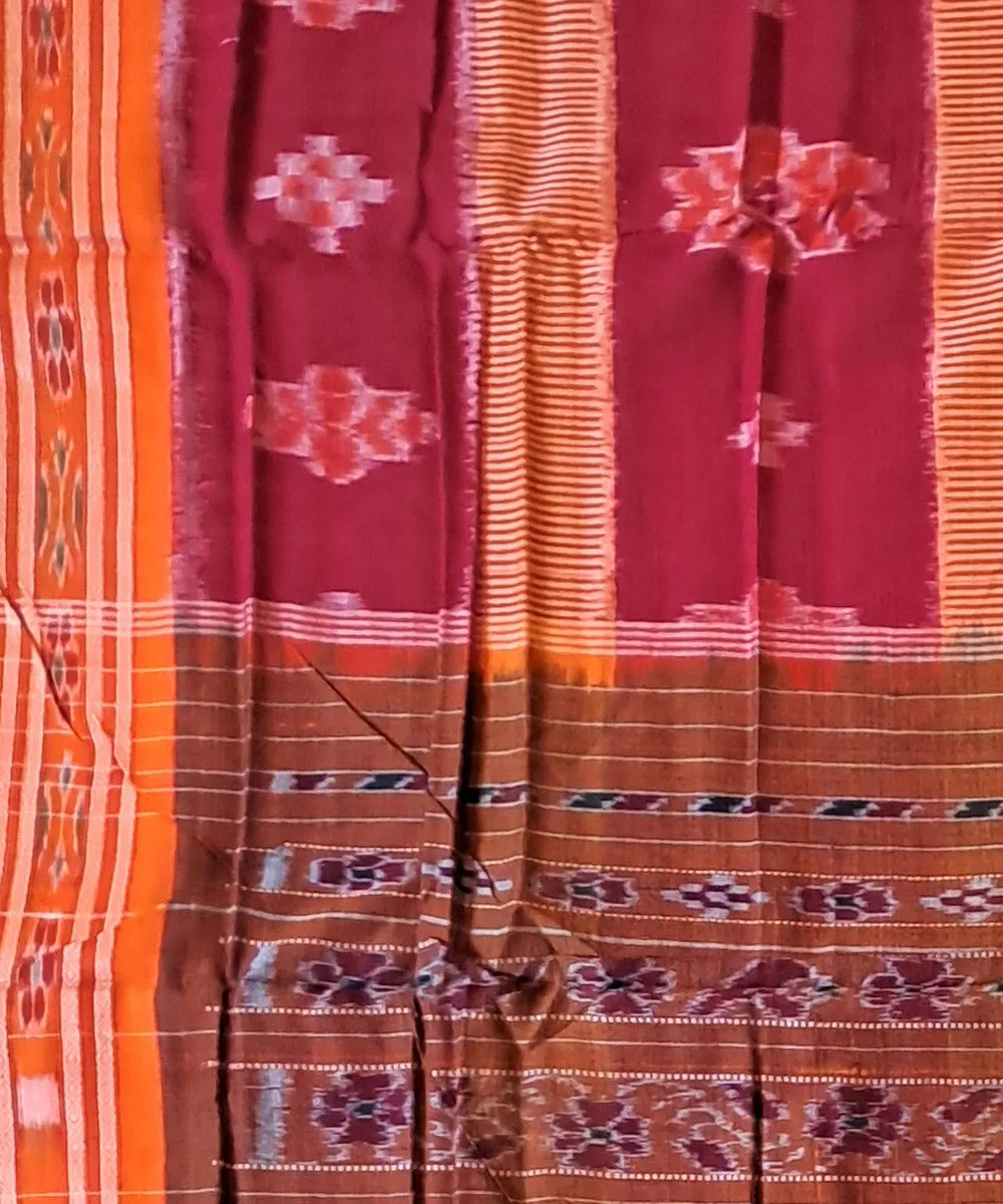 Red grey cotton handloom nuapatna saree