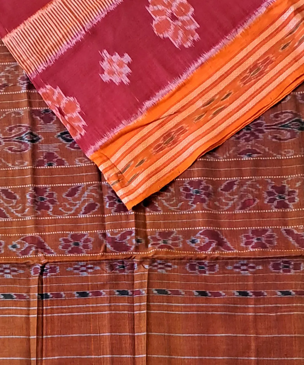 Red grey cotton handloom nuapatna saree