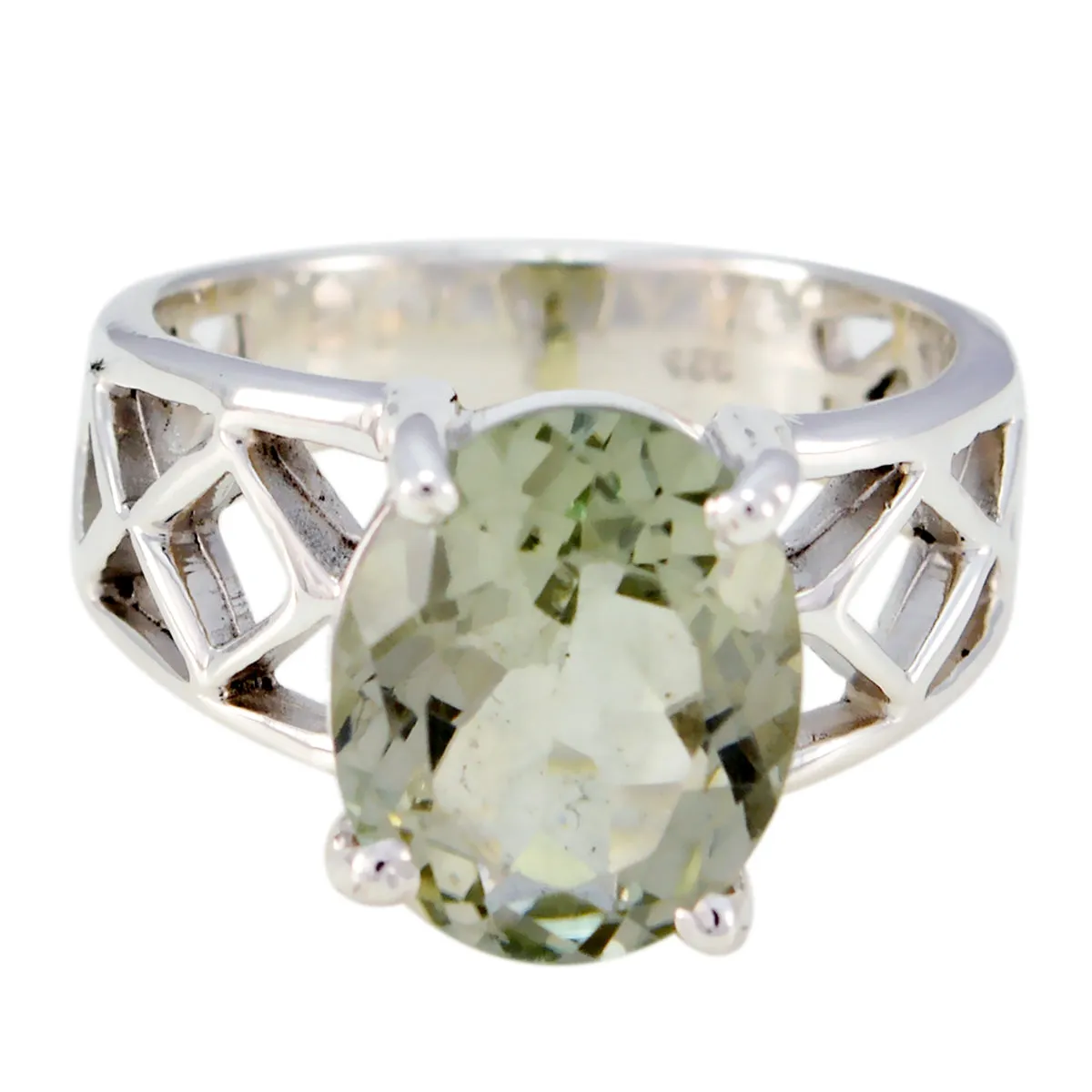 Refined Gem Green Amethyst 925 Sterling Silver Ring Green Jewelry