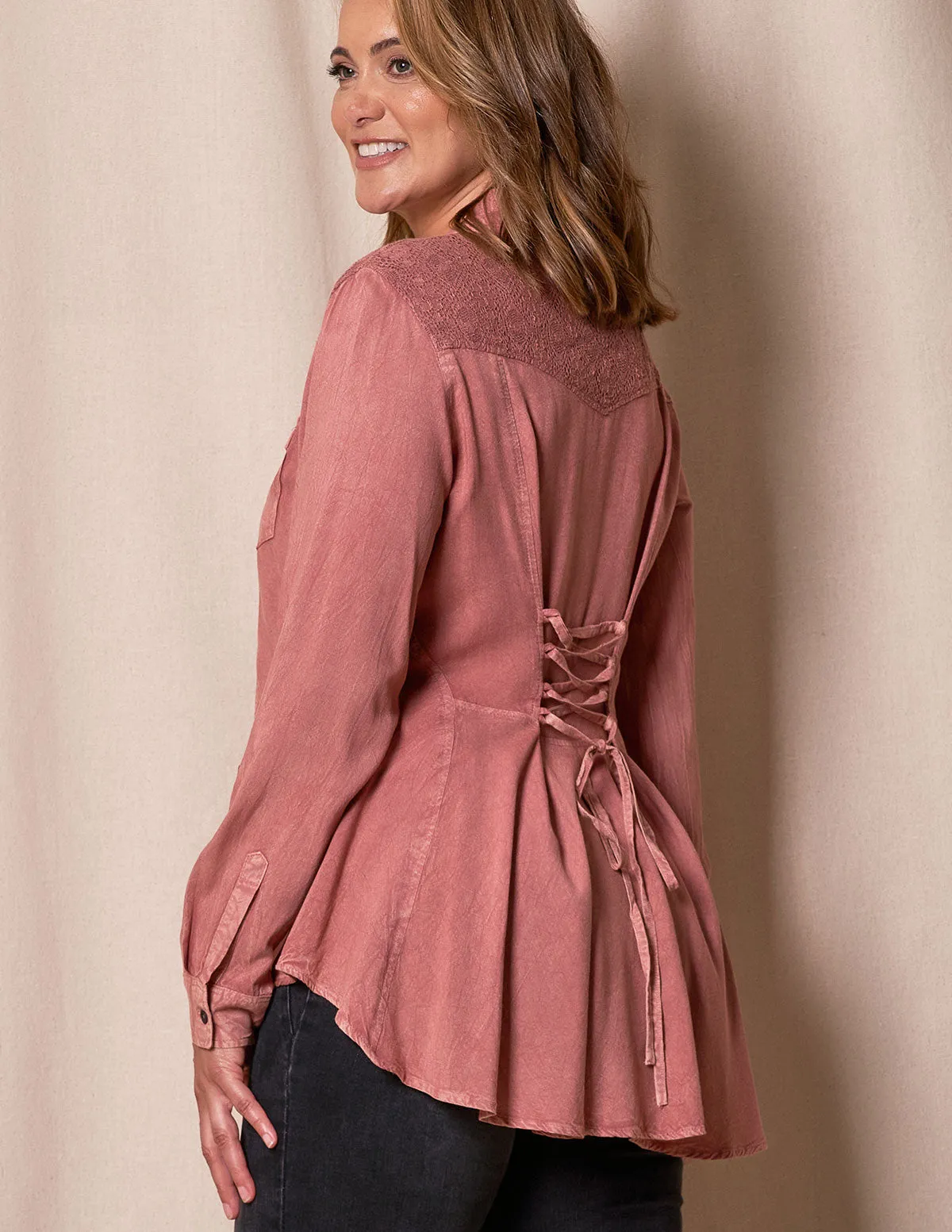 Rosie Hi-Lo Vintage Shirt - Desert Rose