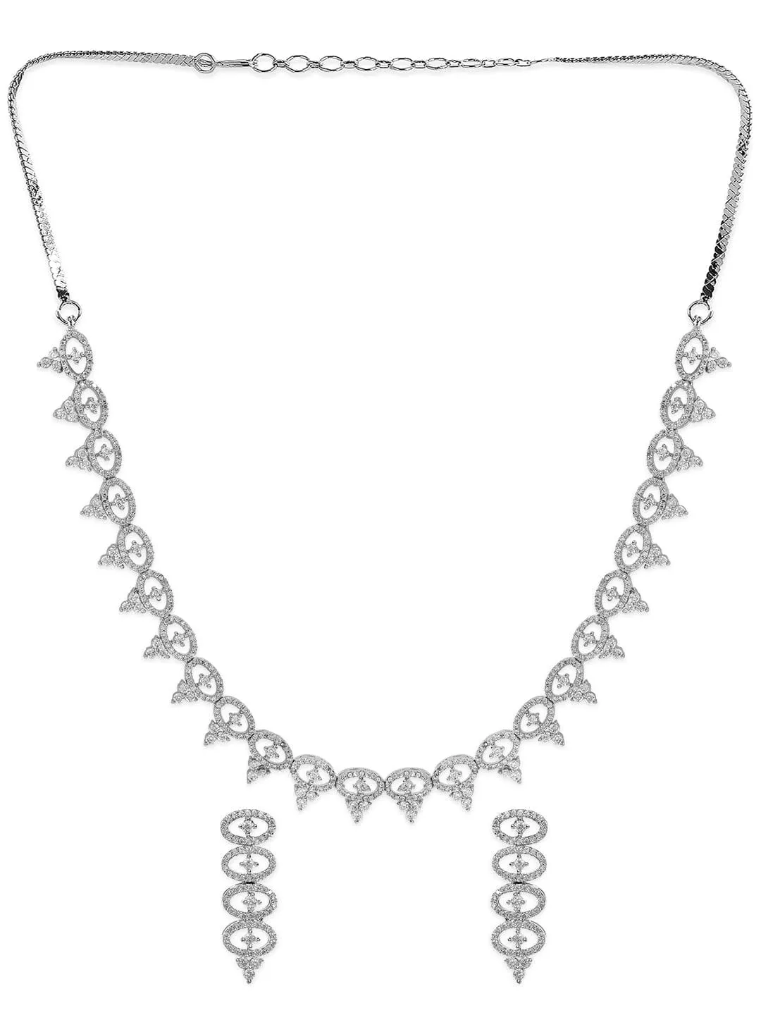 Rubans Silver-Plated Necklace Set With American Diamonds.