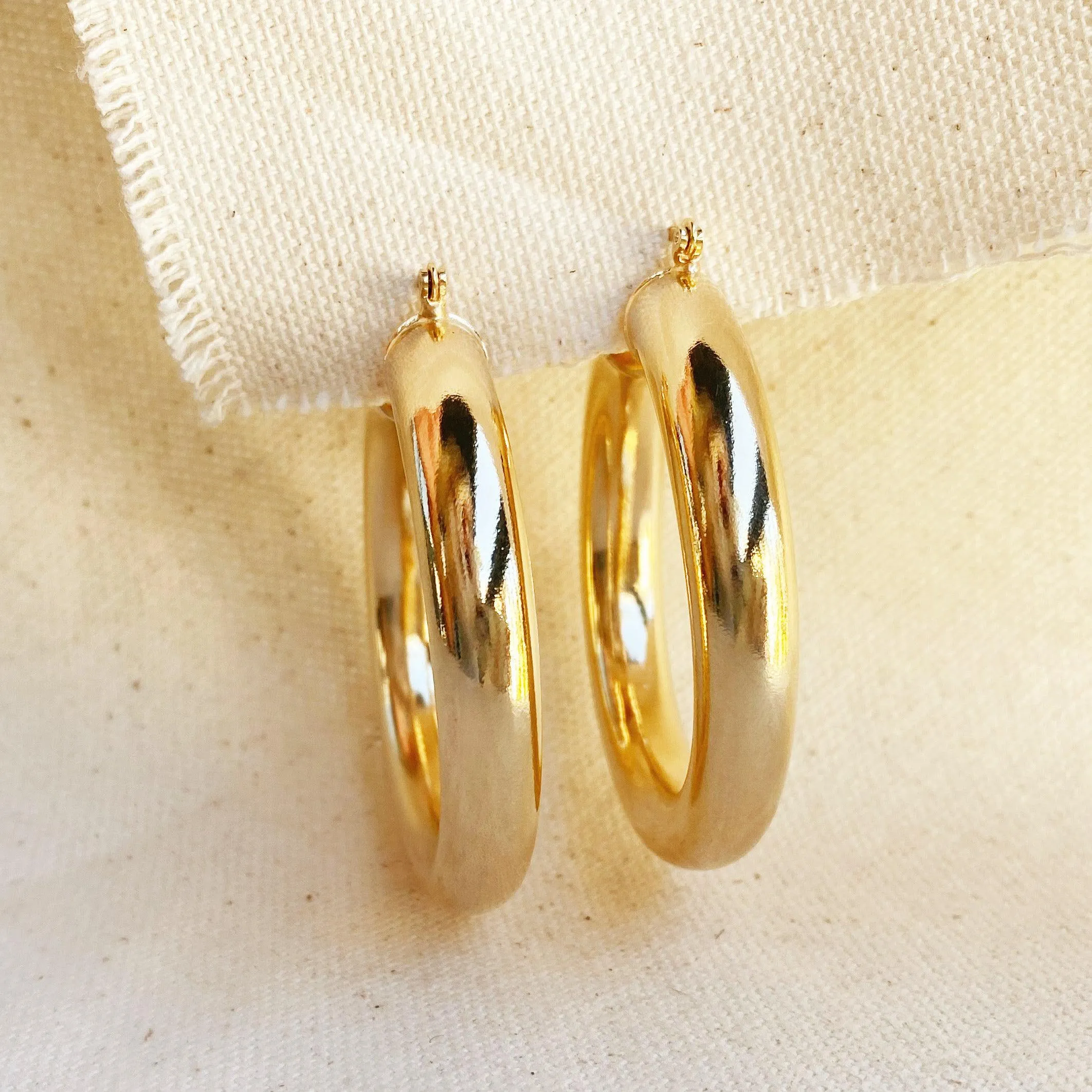 Selena Design 18k Gold Filled Chunky Plain Tube Hoop Earrings