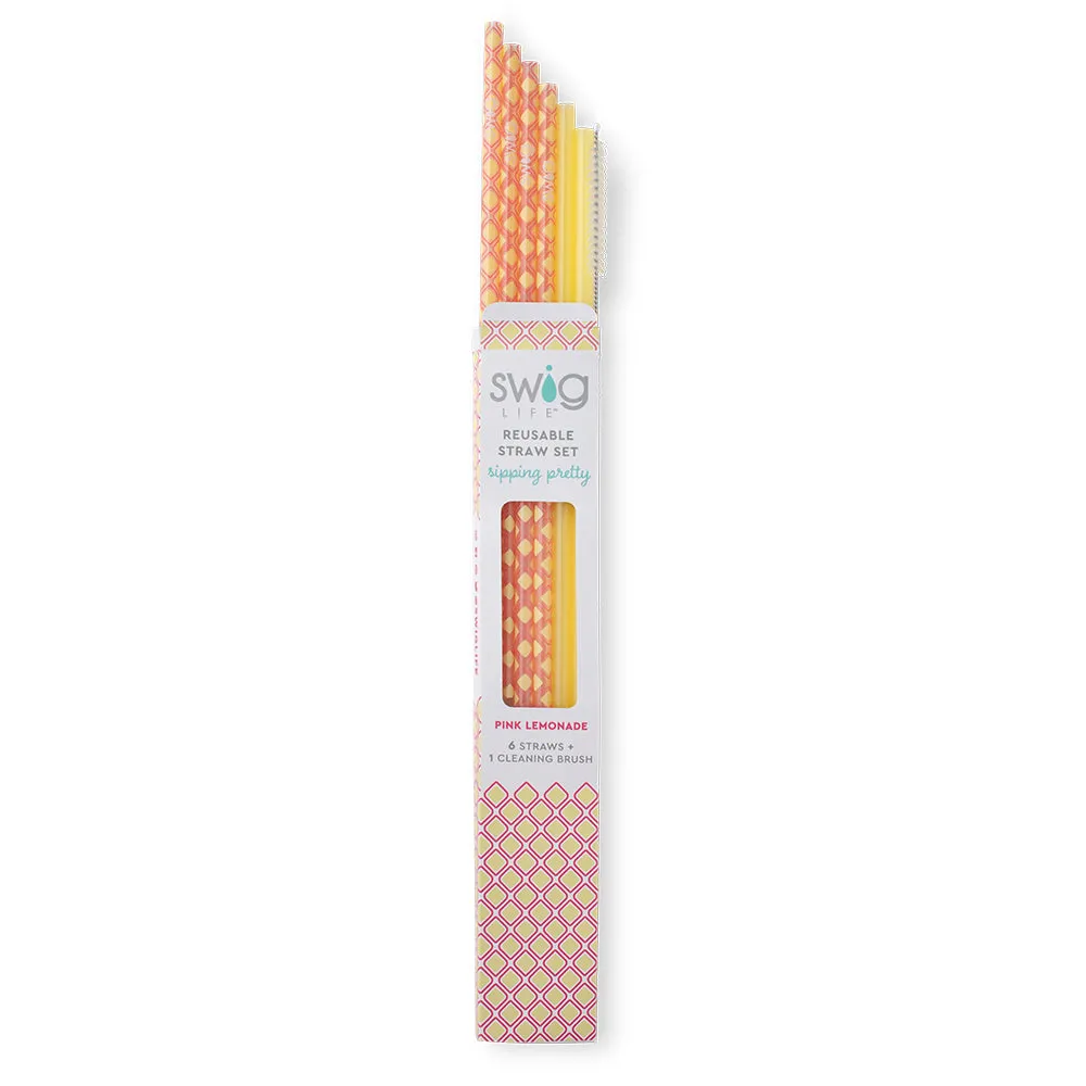 {STRAW SET} Pink Lemonade   Yellow SWIG Reusable Straw Set (Tall)