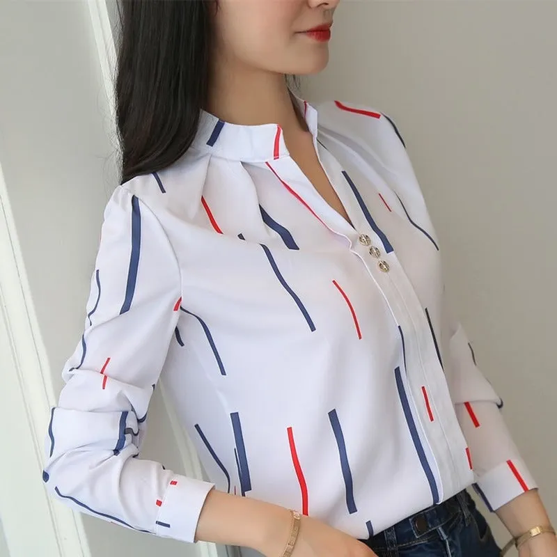 Stripe Print Casual Long Sleeve Tops