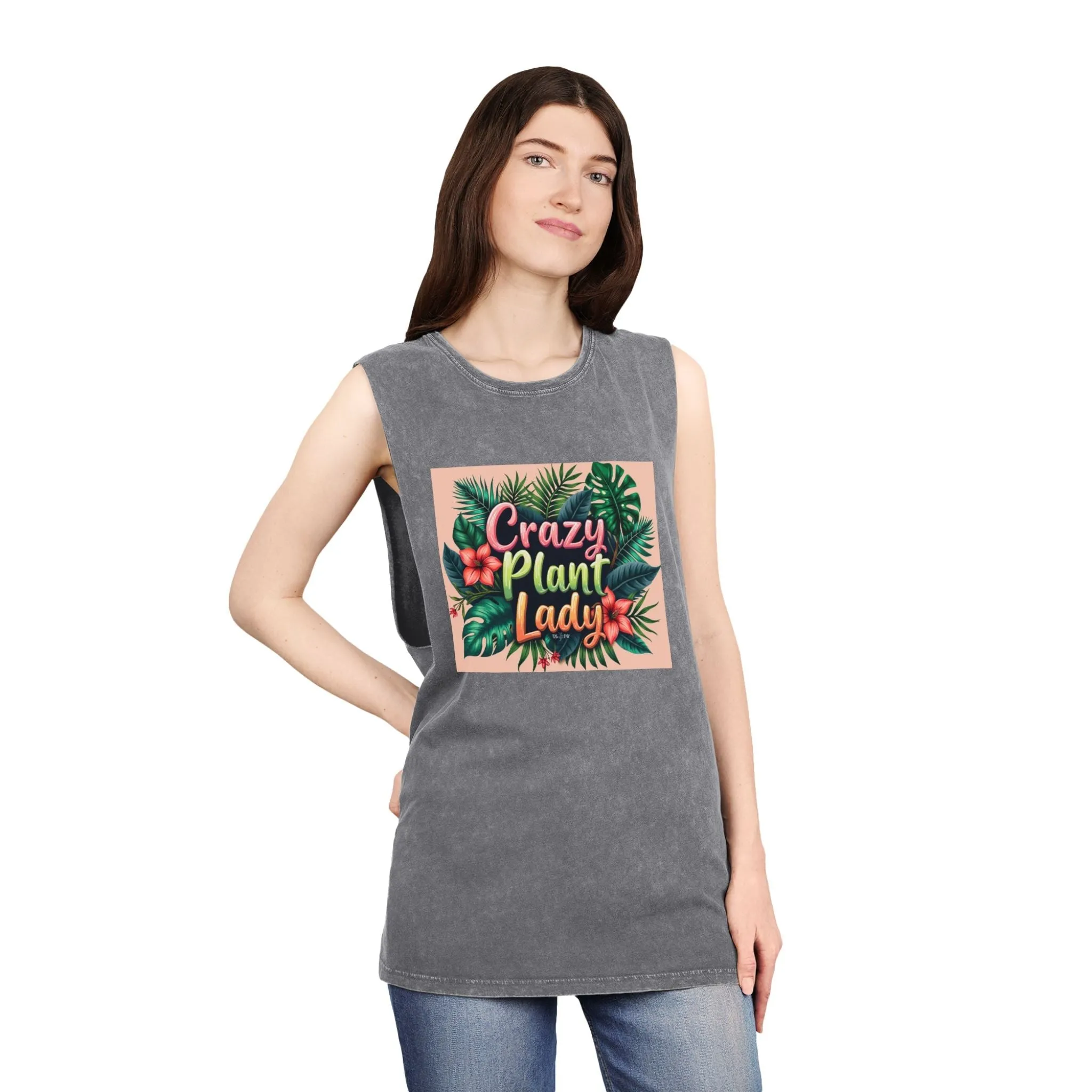 Tank Top - Crazy Plant Lady Funny Quote Tropical Plants and Flowers by Tiny Zen Gardens