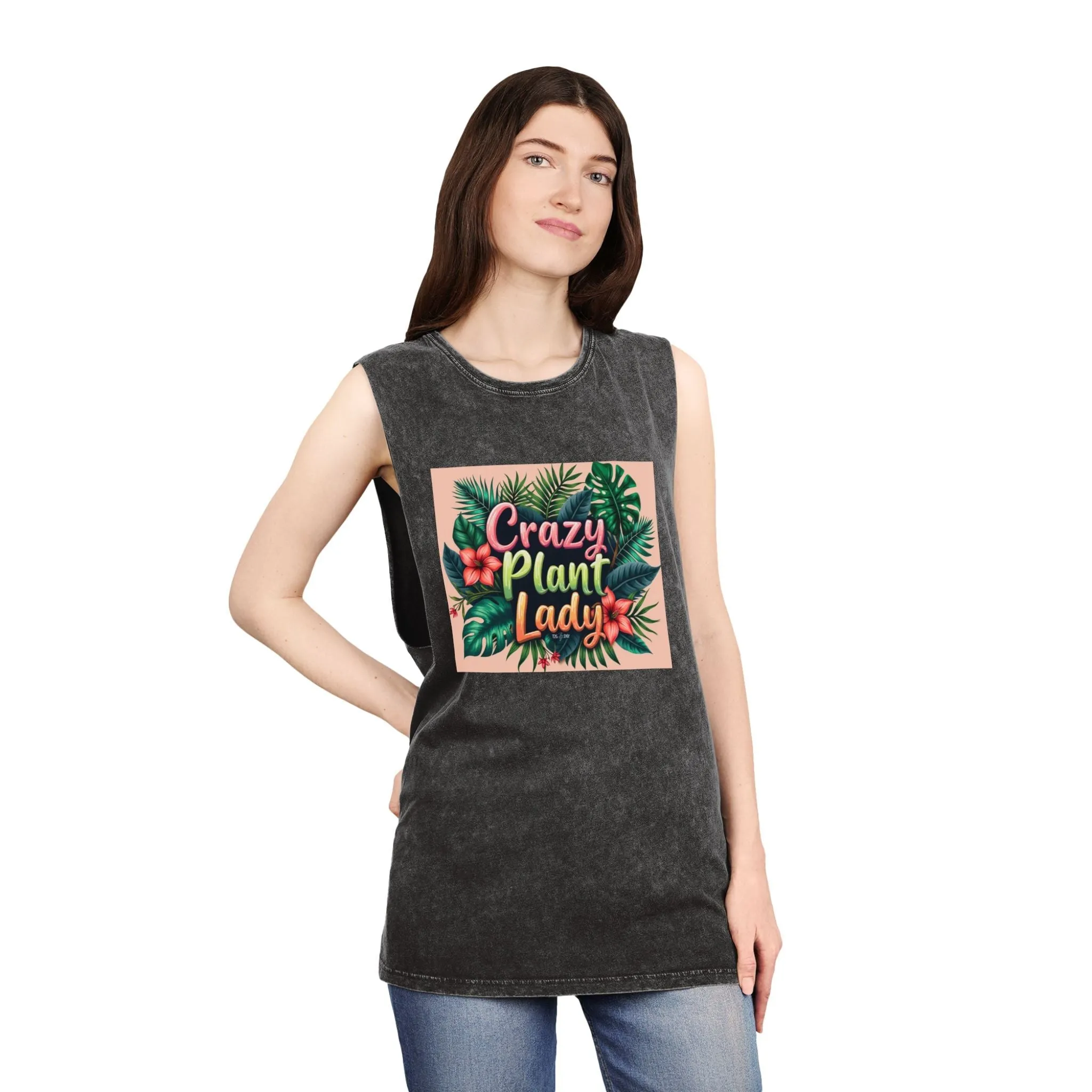 Tank Top - Crazy Plant Lady Funny Quote Tropical Plants and Flowers by Tiny Zen Gardens