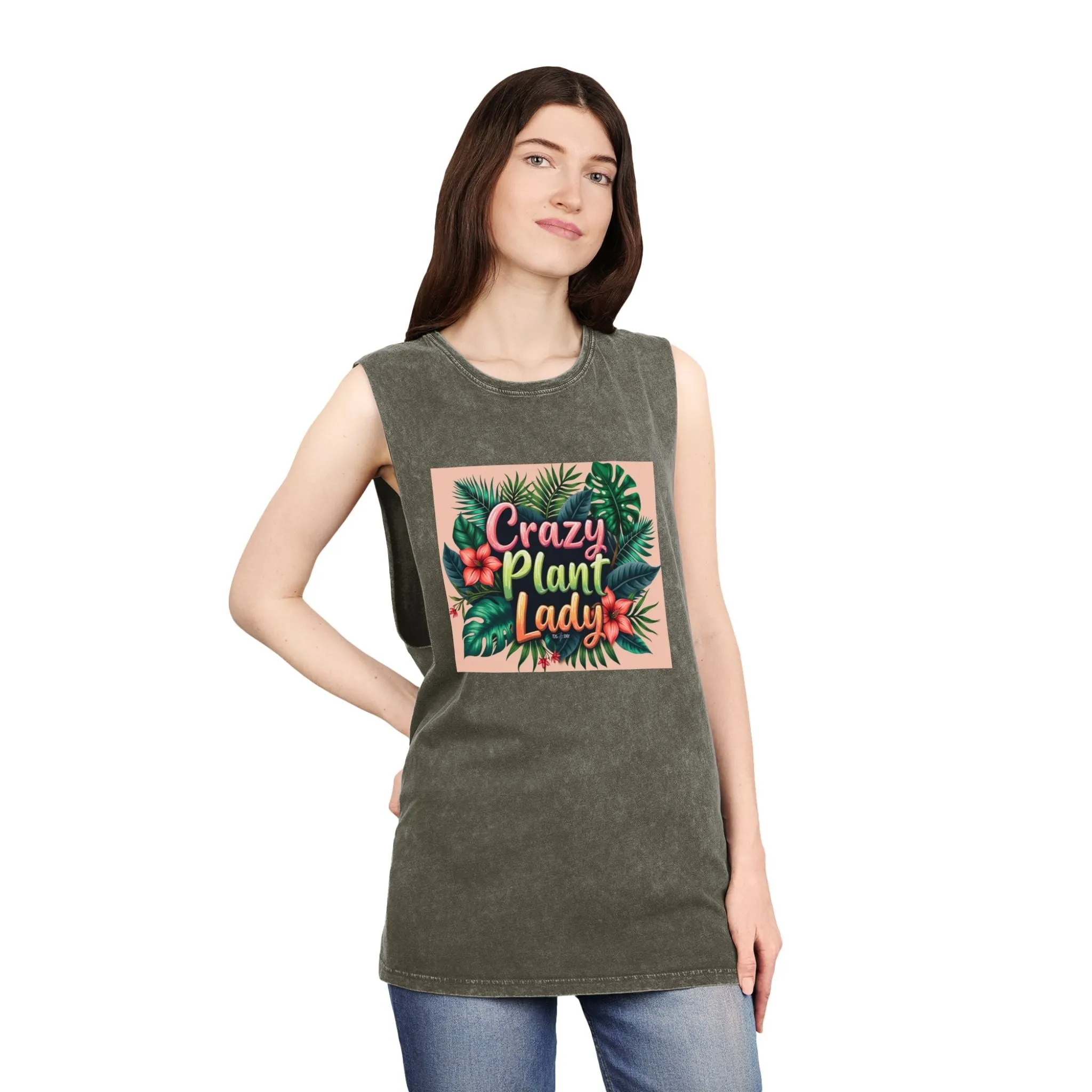 Tank Top - Crazy Plant Lady Funny Quote Tropical Plants and Flowers by Tiny Zen Gardens