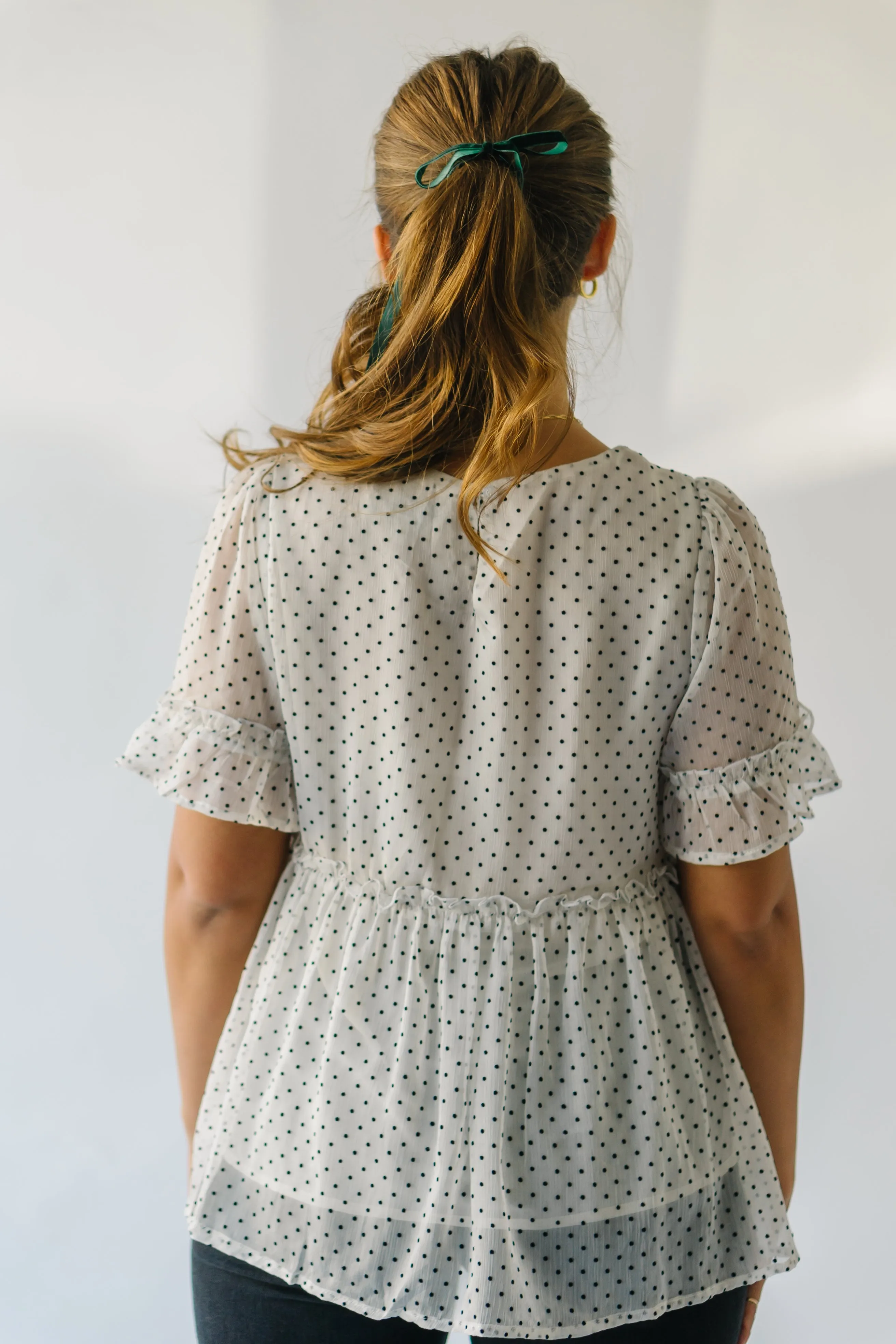 The Duran Polka Dot Peplum in Ivory