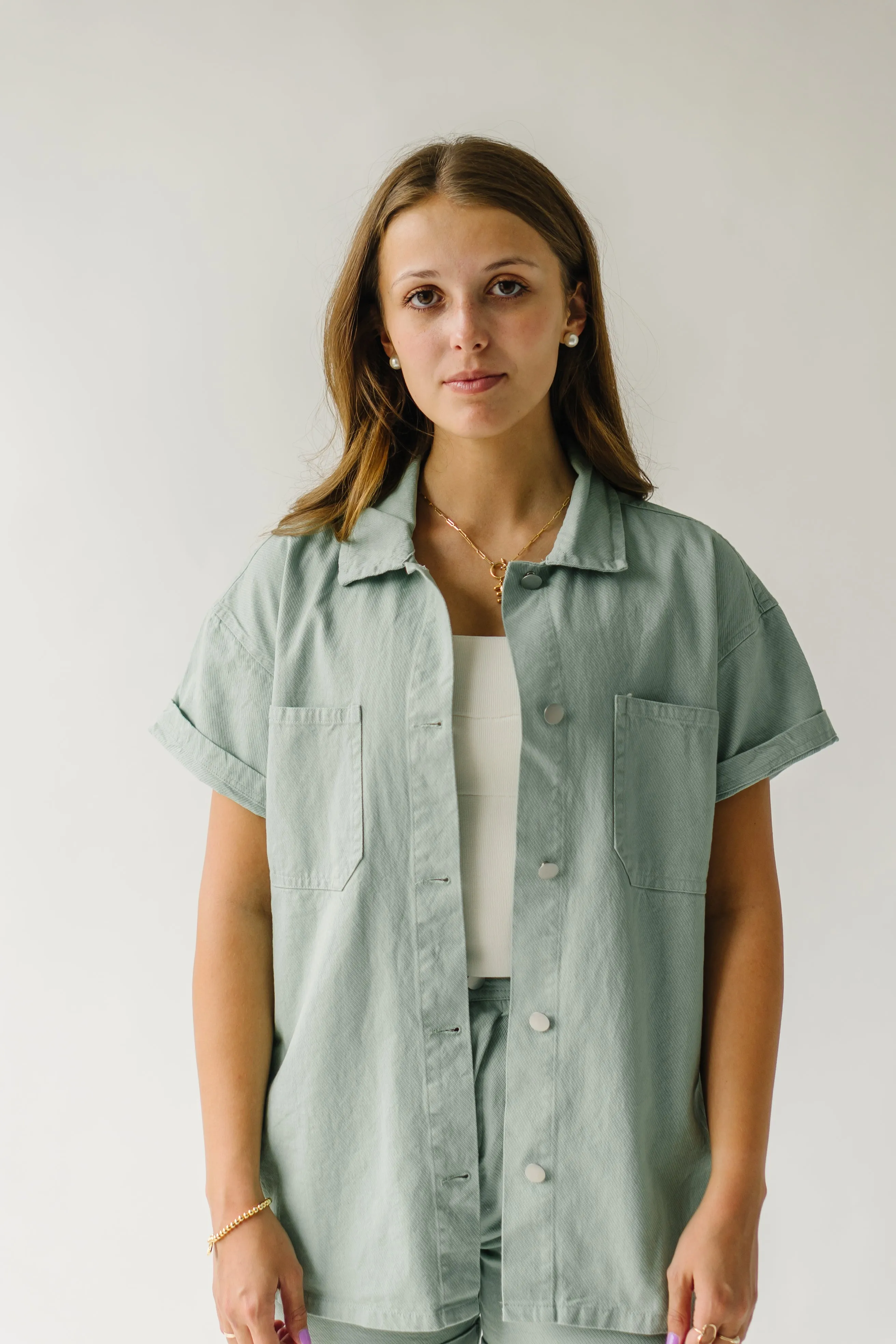 The Marlin Button-Up Jacket in Sage