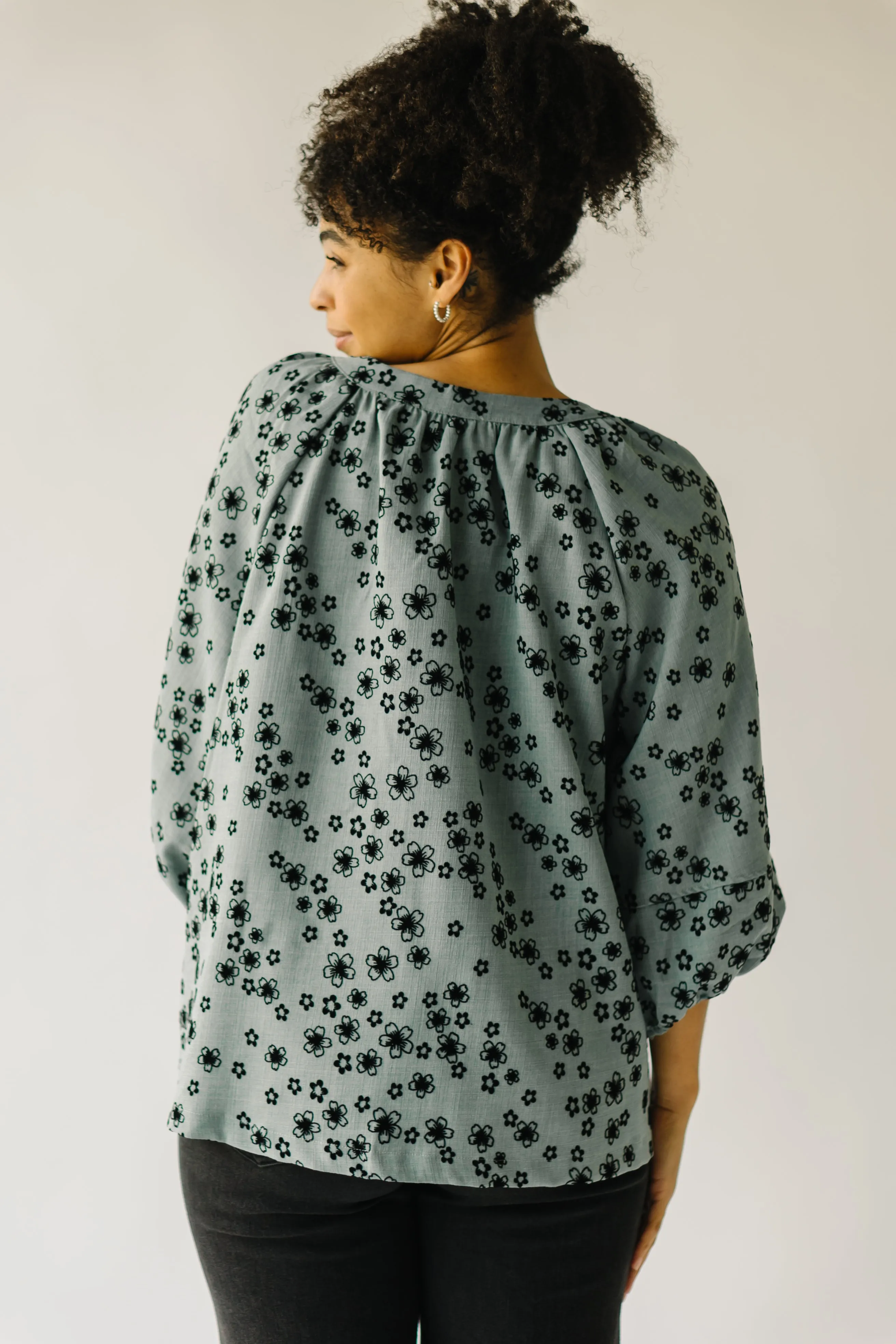 The Piester Floral Textured Blouse in Sage