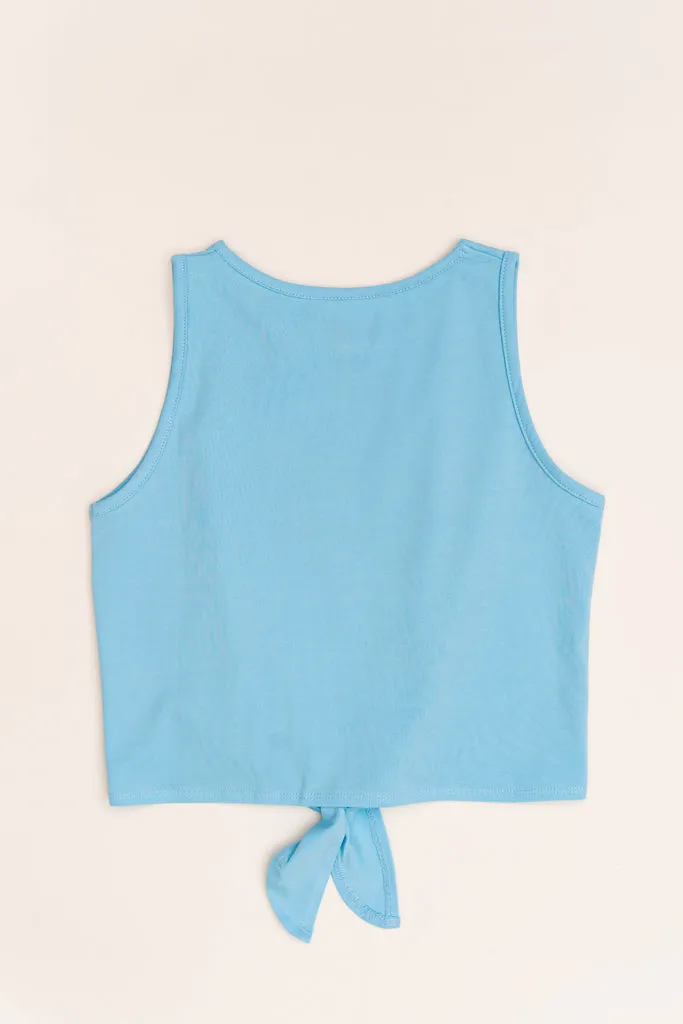 Tie Front Top - Turquoise Popsicle