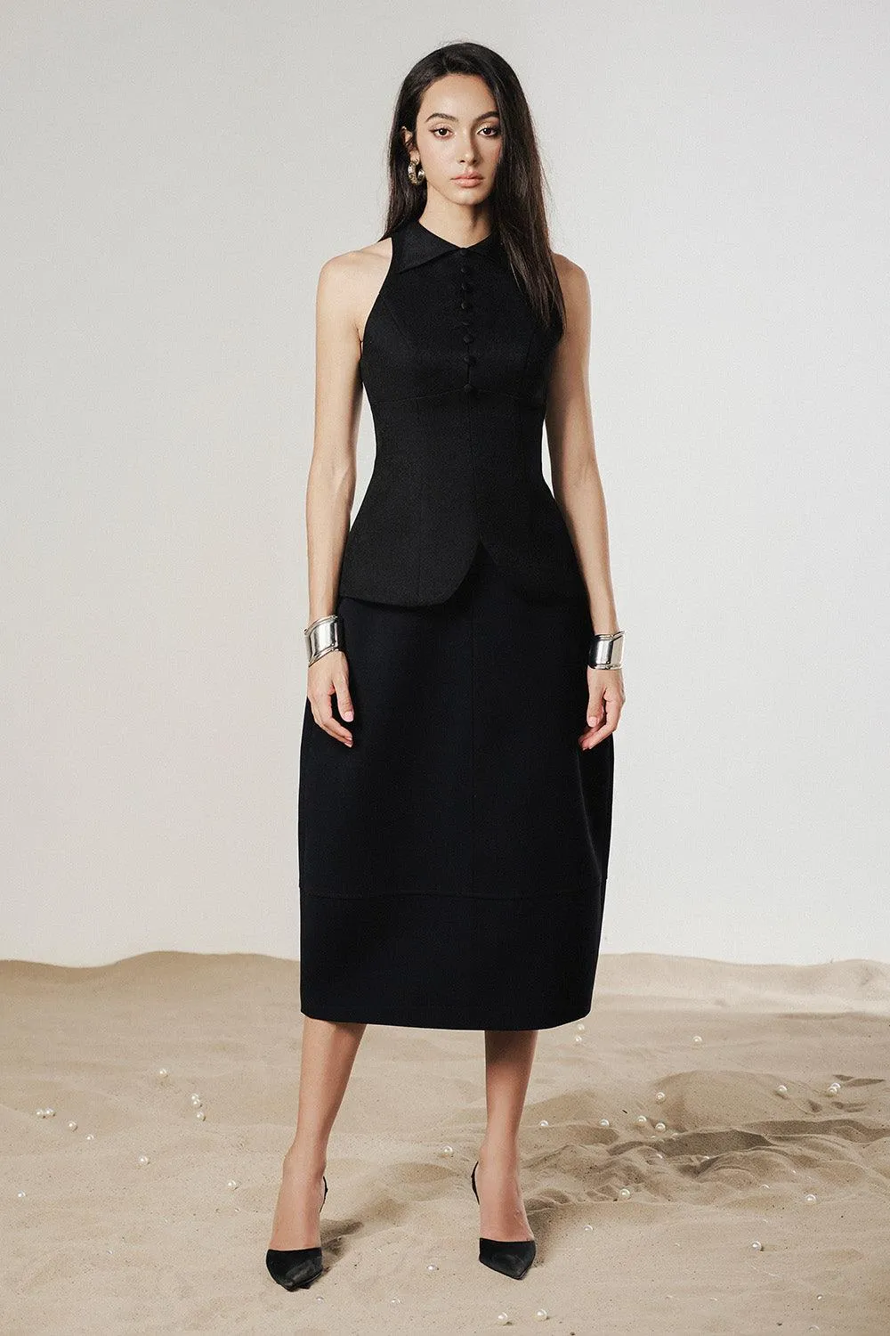 Tulip Cocoon Basic Punto Calf Length Skirt