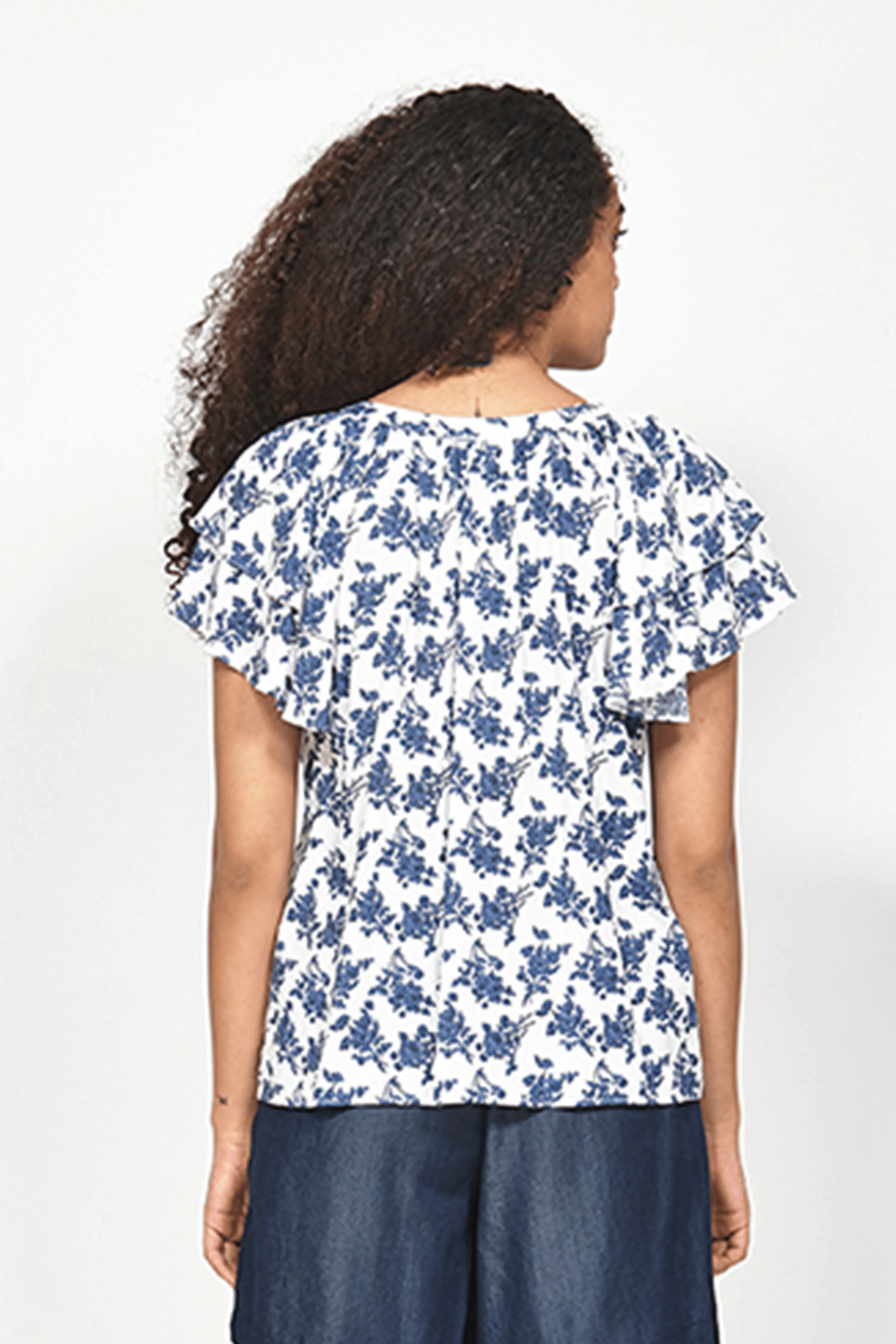 Urgent Blue Floral SS Top