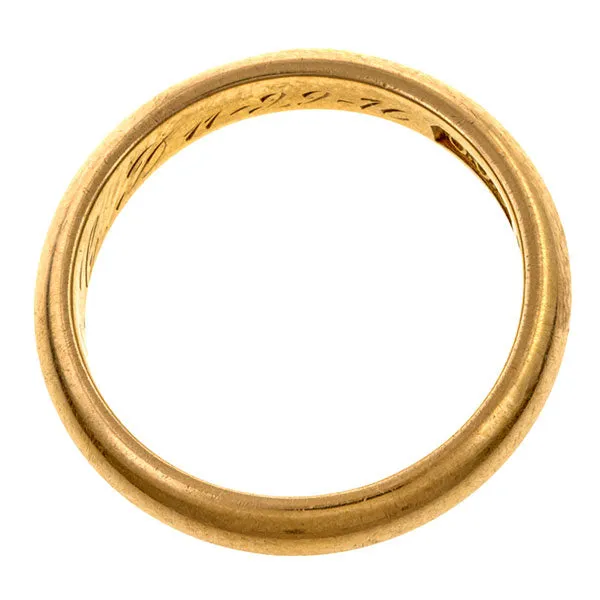 Vintage Half Round Wedding Band, Gold, Size 6 1/4