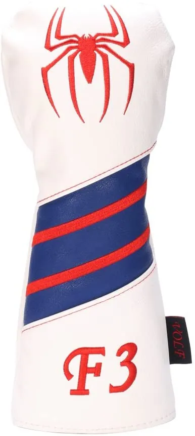 Volf Golf Red White Blue Leather Spider Headcovers