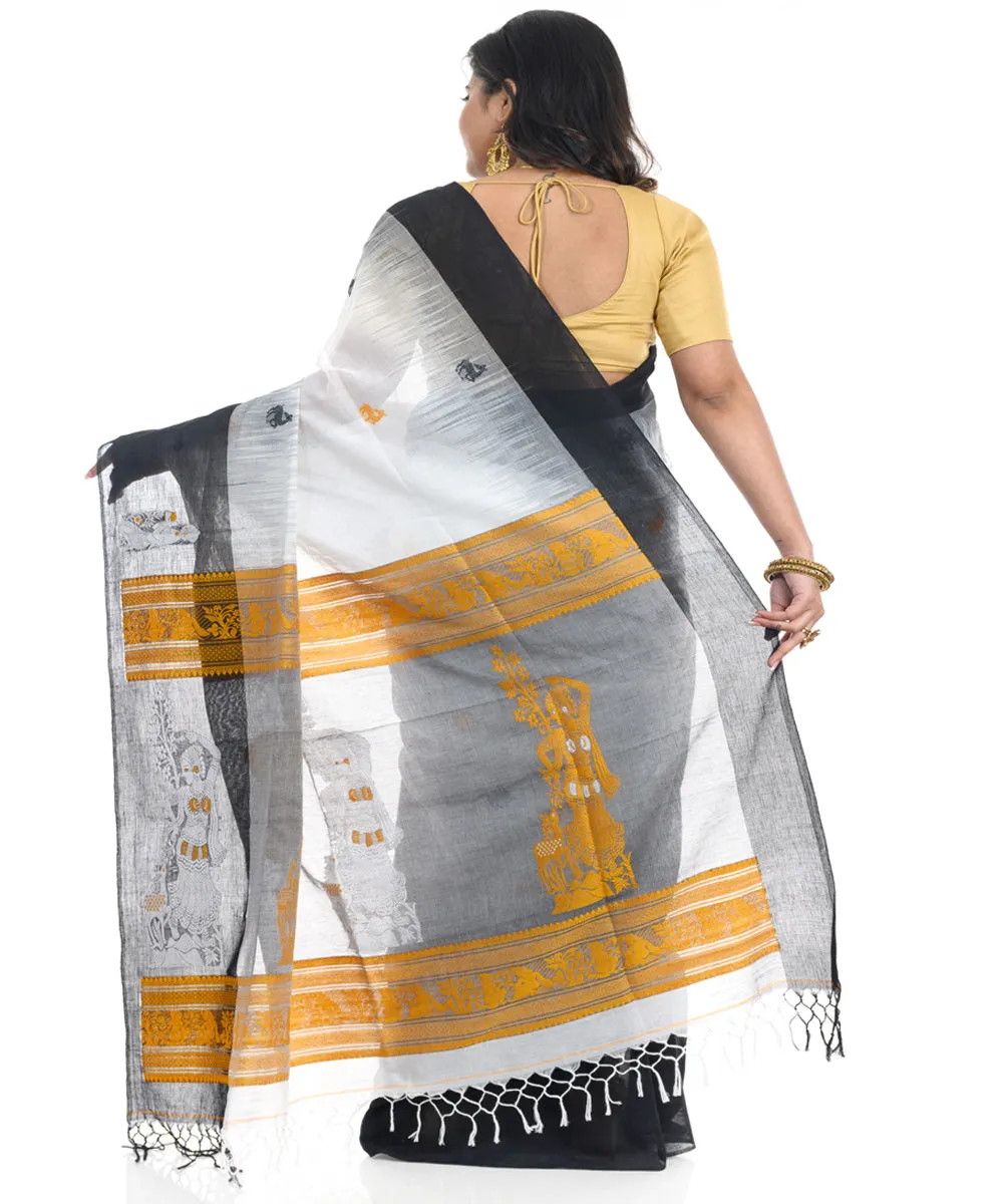 White shantipuri handwoven cotton saree