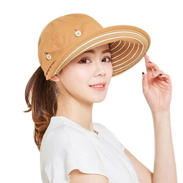 Women Summer Sunshade Sun Hat Removable Top Adjustable Outdoor Gardening Caps